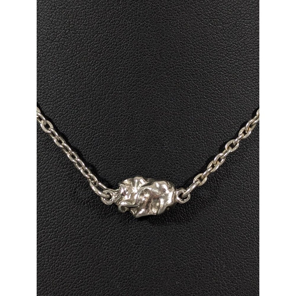 Vintage Silver Tone Nugget Chain Choker Necklace 15 inch Retro Y2K‎